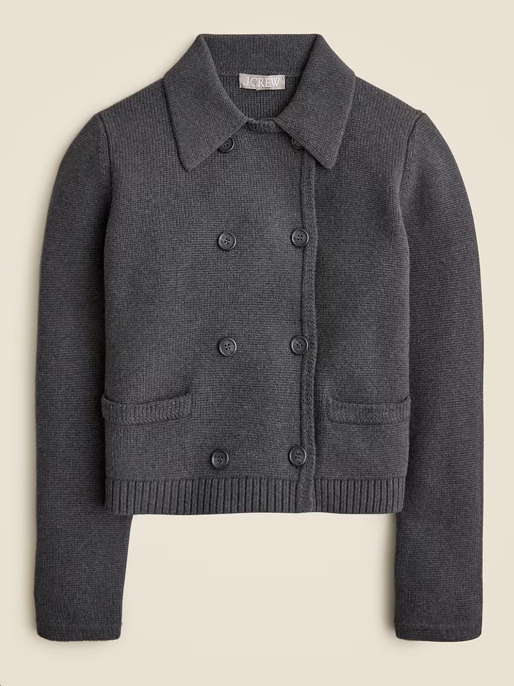 NWT J Crew Size Large Marielle Cropped Cardigan Black Sweater Cotton